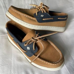 Boys 3M  Sperry Top-Sider Sperry Cup II Boat Shoe Tan/Navy Leather